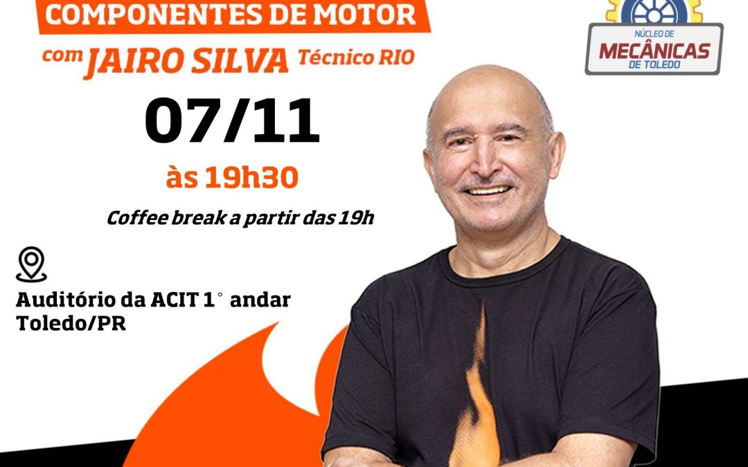 Núcleo de Mecânicas realizará palestra técnica sobre ‘Componentes de Motor’ no dia 7 de novembro