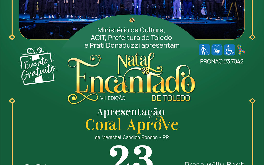 Natal Encantado de Toledo: fim de semana terá coral e orquestra de sopros na Praça Willy Barth